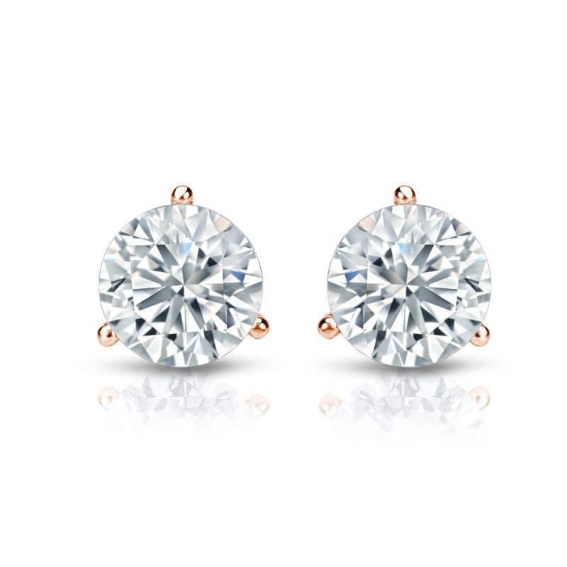 Auriya 14k Gold Round Diamond Stud Earrings 2 1/2ctw Martini-set Certified