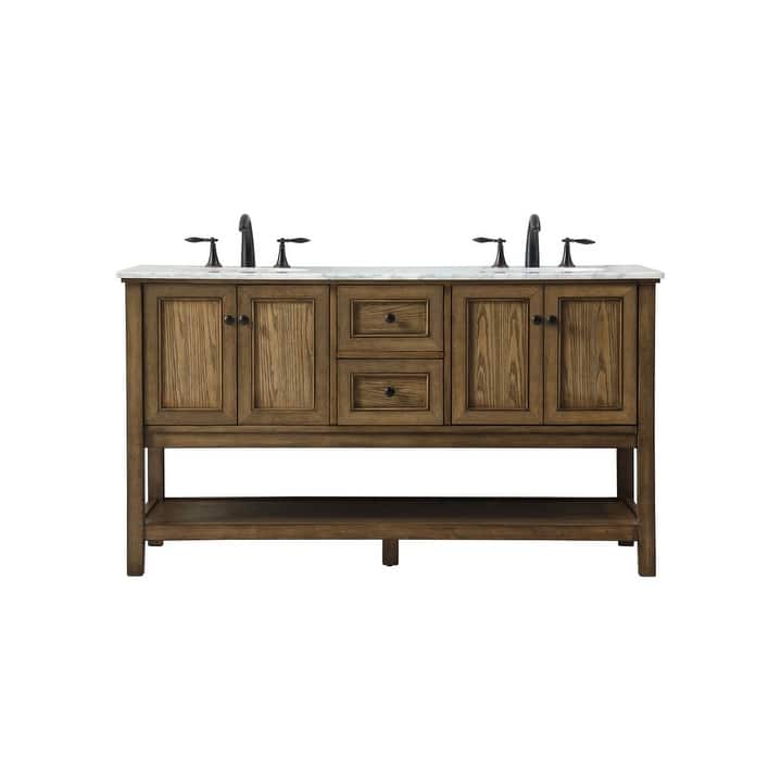 Elegant Lighting VF27060D Metropolis 60" Free Standing Double Basin - Driftwood - Wood Finish