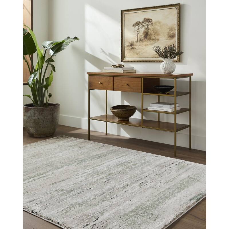 Livabliss Montana Modern & Contemporary Area Rug - Tan/Dusty Sage - 6'7" x 9'