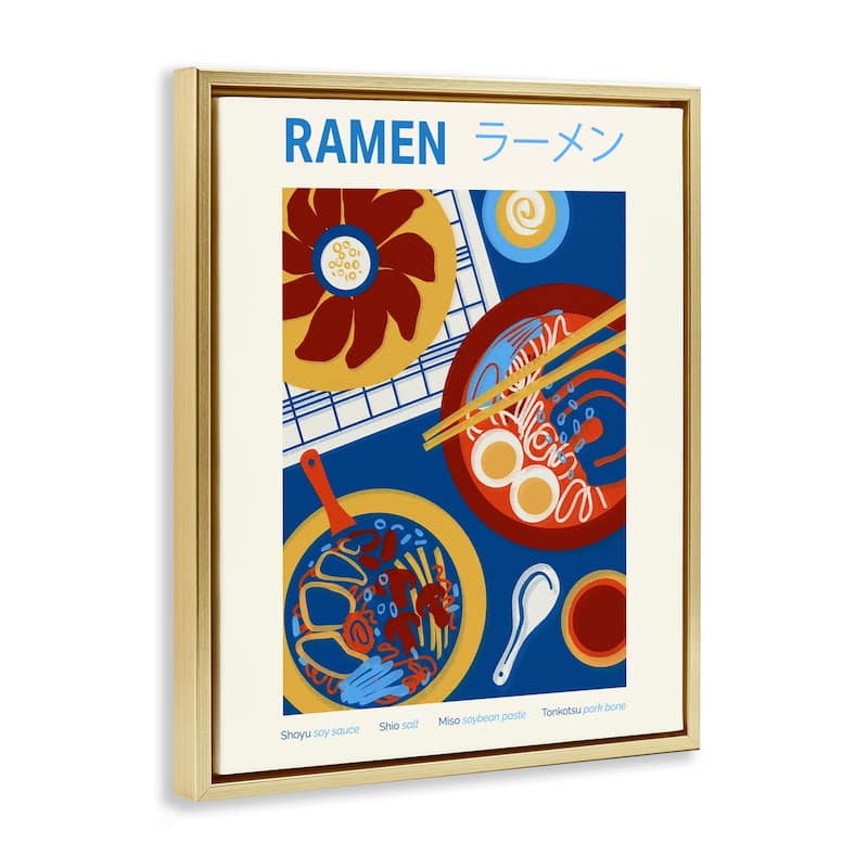 Stupell Ramen Table Placement Framed Floater Canvas Wall Art Design By Victoria Barnes