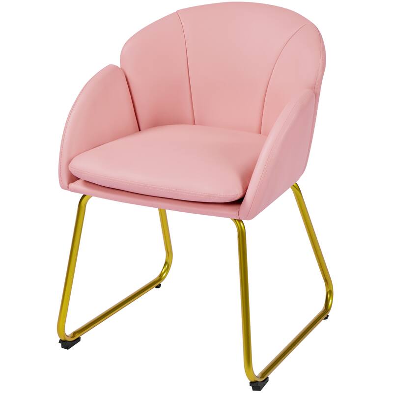 Yaheetech Flower Shape Velvet Armchair Accent Chair with Golden Metal Legs