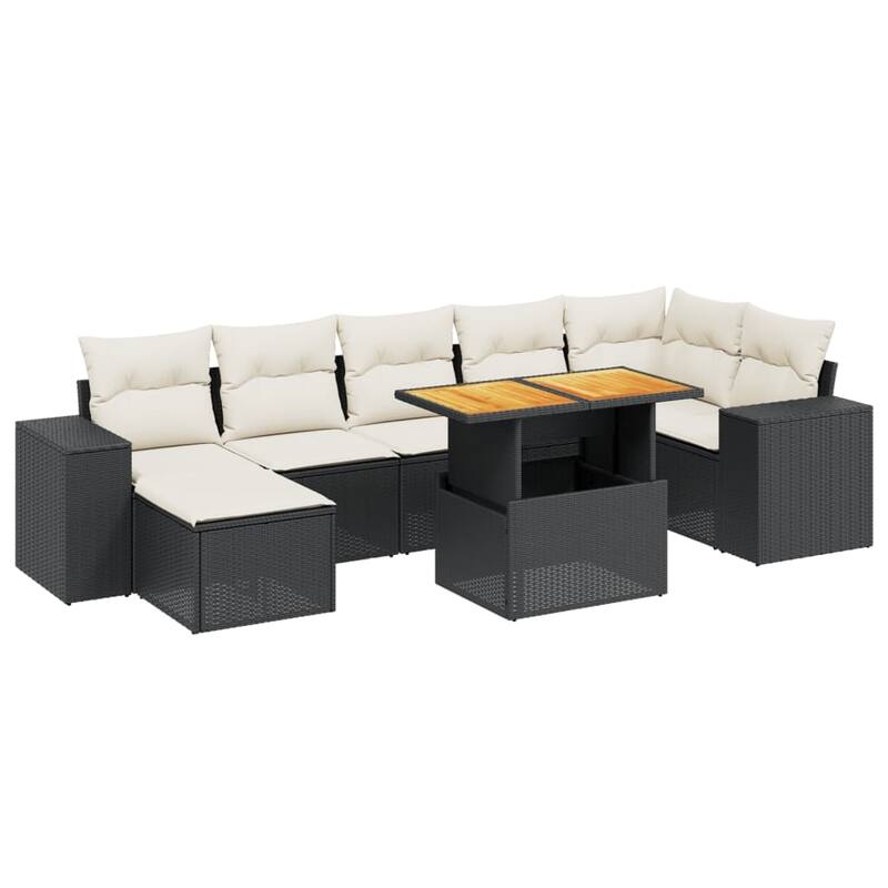 vidaXL Patio Sofa Set with Cushions Outdoor Conversation Furniture Poly Rattan - 21.7 x 24.4 x 27.2