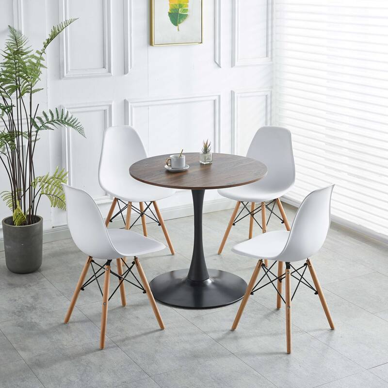 BLACK AND WALNUT Tulip Table Mid-century Dining Table for 2-4