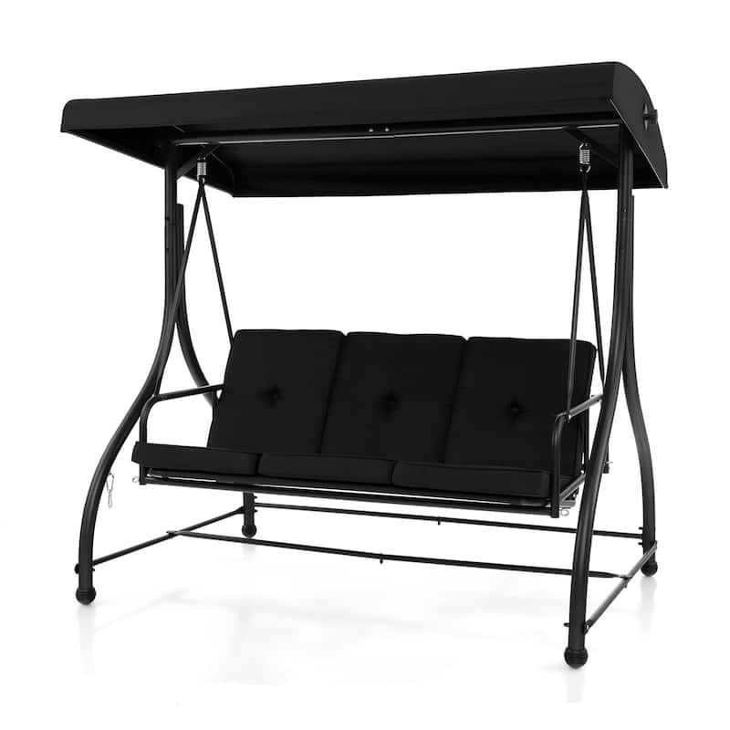 3 Seat Outdoor Porch Swing with Adjustable Canopy - 71" x 47" x 70"