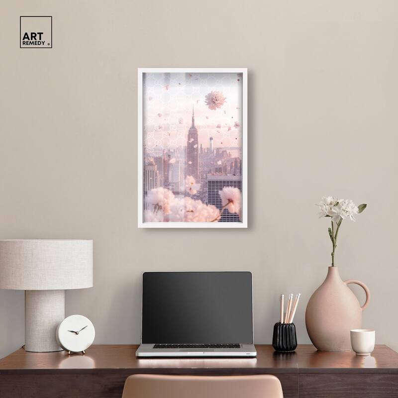 Raining Petals in NYC Shadowbox by Art Remedy