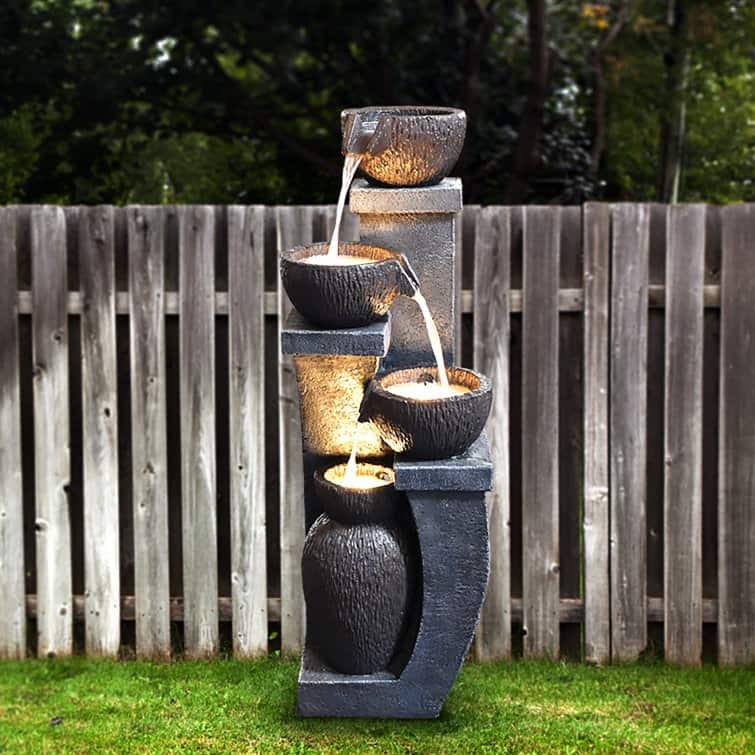 Resin Garden Fountain with Light