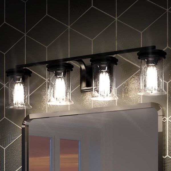Luxury French Country Bath Vanity Light, 7.25"H x 33.25"W, with English Country Style, Midnight Black, UHP3771 by Urban Ambiance. Opens flyout.