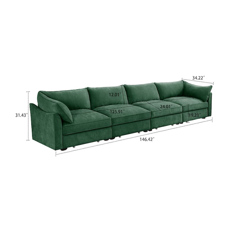 Chenille Fabric Upholstered Sofa with Under-Seat Drawers