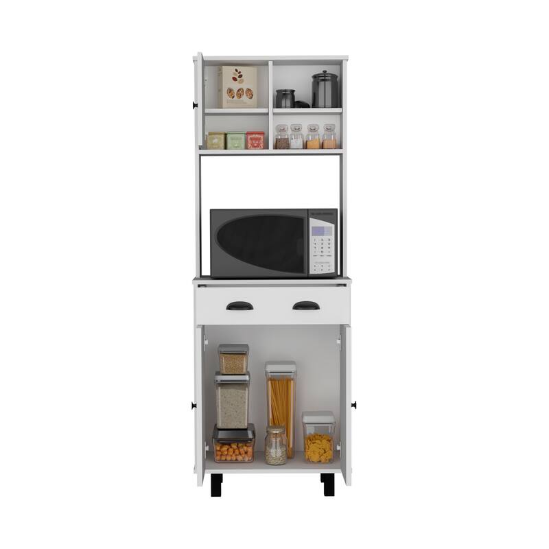 Kitchen Pantry with 2 Cabinets, 2 Open Shelves, and Drawer