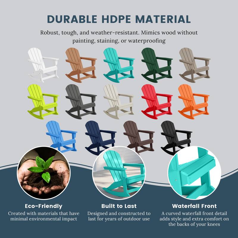 Laguna Hdpe All Weather Outdoor Patio Rocking Chairs With Side Table (3-Piece Set)