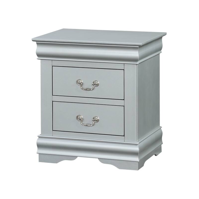 Solid Wood 2-Drawers Nightstands with Metal Handle