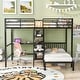 preview thumbnail 4 of 34, Luxury Full Over Twin Metal Bunk Bed with Built-in Desk, Shelves and Ladder, Large Storage Space, Sturdy and Durable