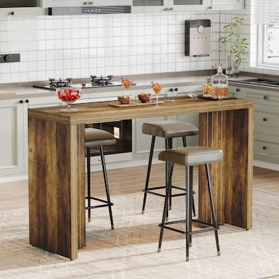 Home Bar Unit, 55.12-Inch Bar Table with Large Tabletop - 55.12" L x 19.69" W x 35.83" H