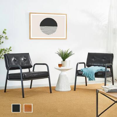 Glitzhome Set of 2 25.75"W Mid-Century Modern Leatherette Accent Chair - 25.75" W X 29.75" H X 29.75" D