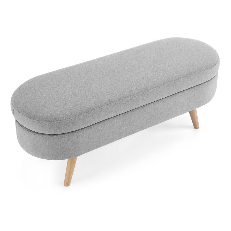 Anmytek Oval Storage Ottoman Bench with Rubber Wood Legs