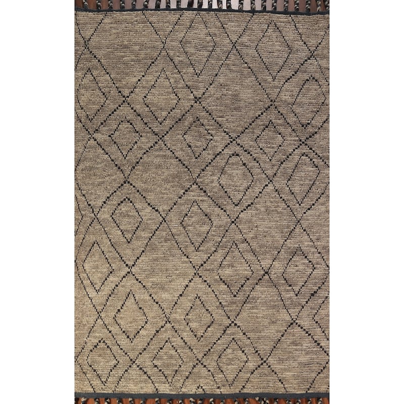 Geometric Moroccan Oriental Area Rug Handmade Wool Carpet - 5'7" x 8'6"