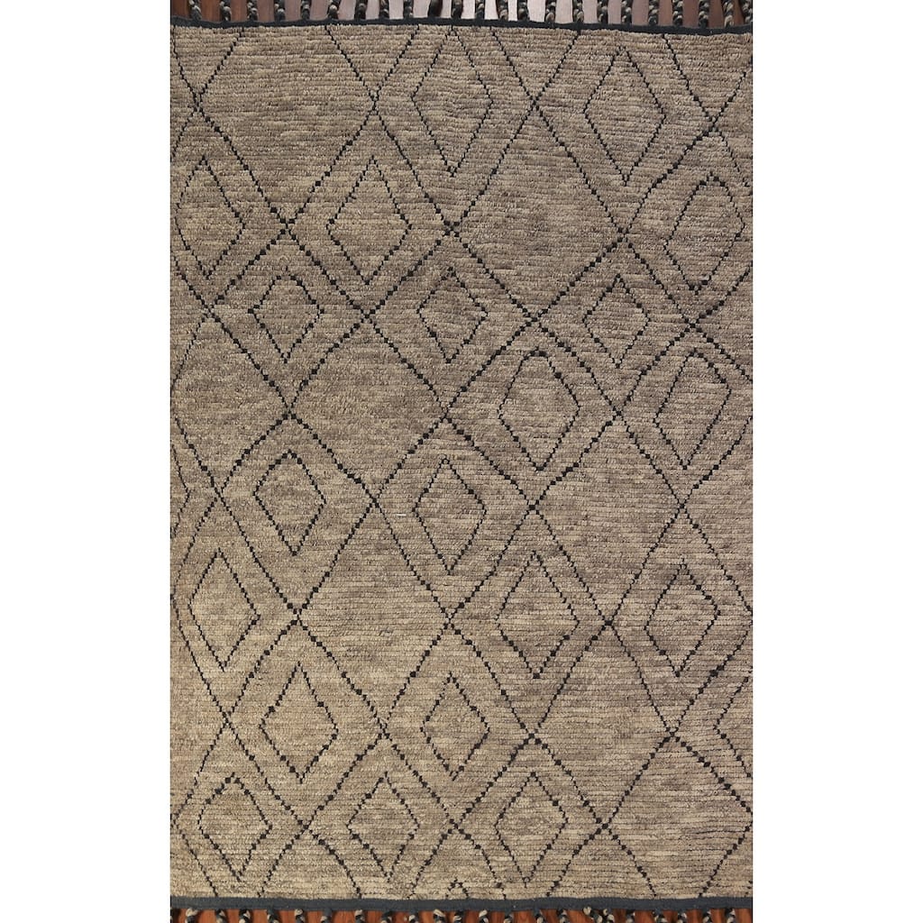 Geometric Moroccan Oriental Area Rug Handmade Wool Carpet - 5'7" x 8'6"