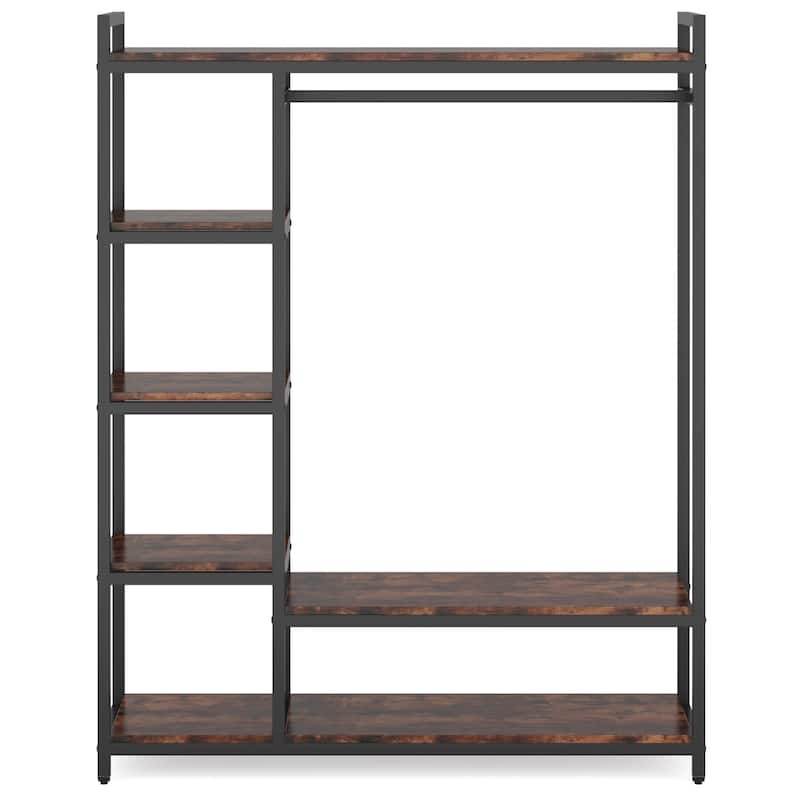 47" Rustic Brown Closet Organizer with 6 Storage Shelves