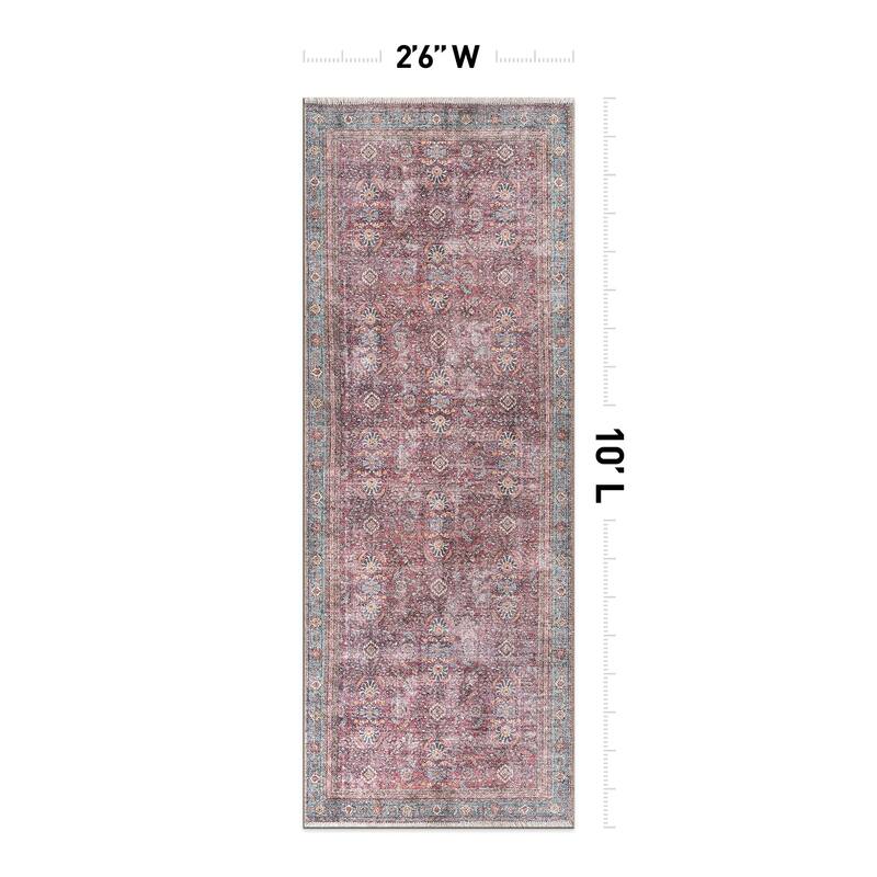 World Rug Gallery Distressed Vintage Bordered Machine Washable Area Rug