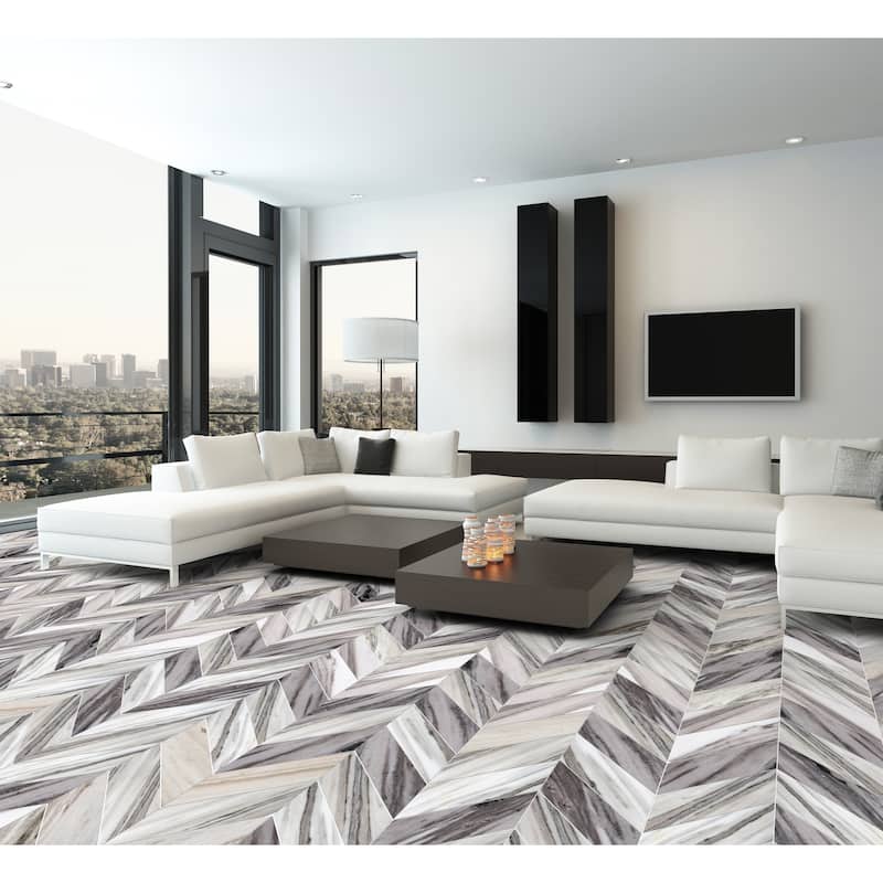 Apex Marble 4" x 16" Chevron Honed Tile