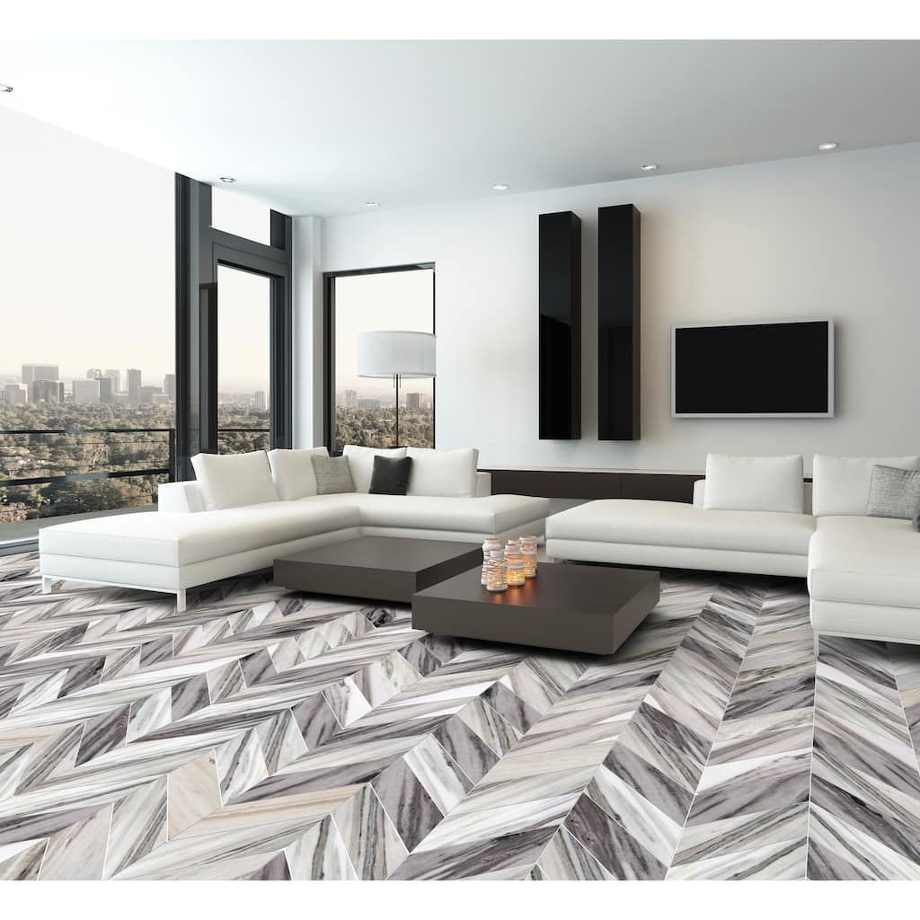 Apex Marble 4" x 16" Chevron Honed Tile