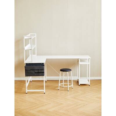 L-Shaped Computer Desk with Storage