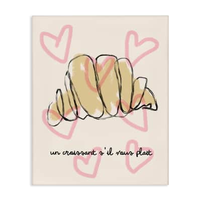 Stupell Chic Croissant with Hearts Canvas Wall Art Design By Lil' Rue
