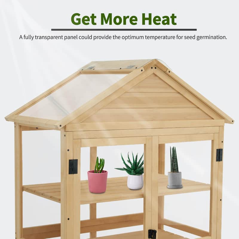 MCombo Cold Frame Greenhouse with Adjustable Shelves, Solid Wood 0847