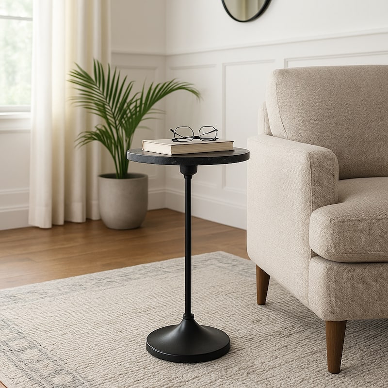 Modern Small Accent End Table with Metal Base - 27"