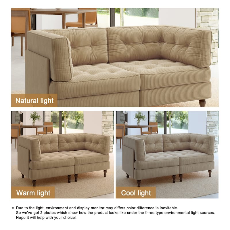 Oversized Sofa Corduroy Tufted Modular Sectional Set