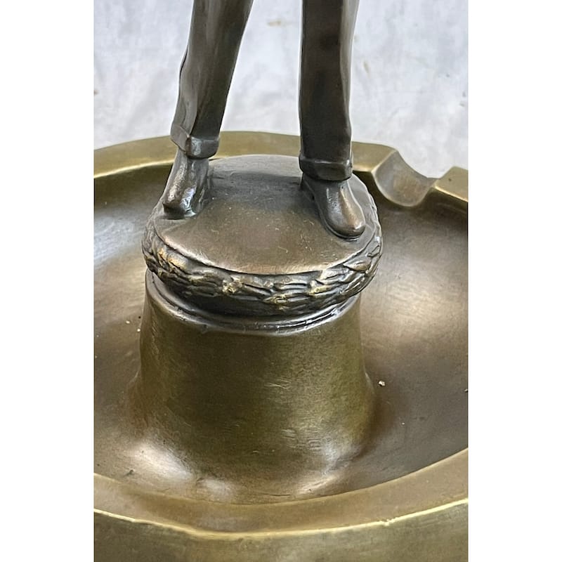 Hunter W/ Rifle Gun Ashtray Bronze Original Milo Art Sculpture 9 Inches X 7 Inches