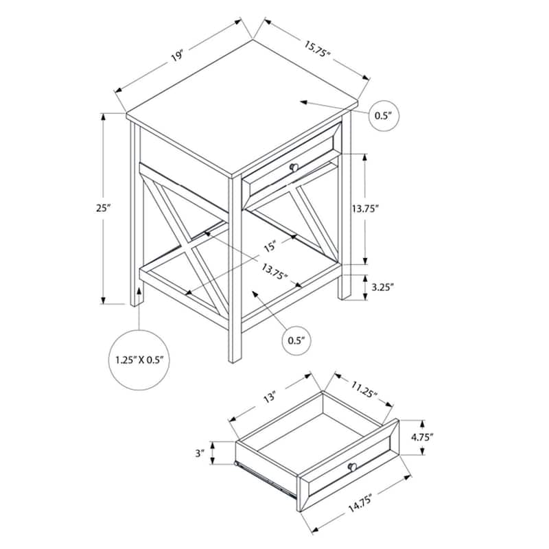 Antique White Transitional End Table