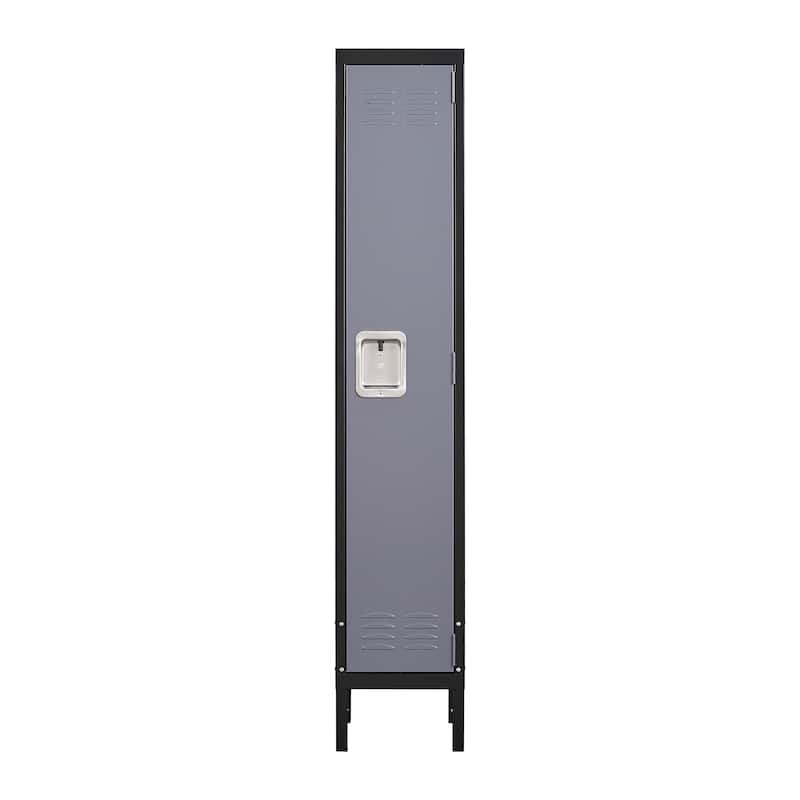 Metal Locker 1 Doors - N/A - Black Gray