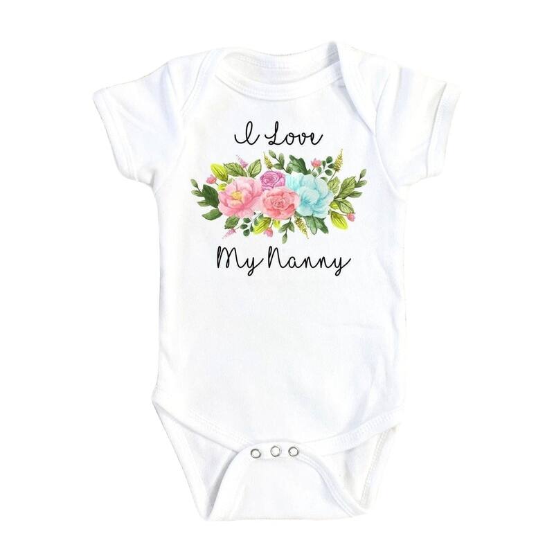 Nanny Floral - Baby Boy Girl Clothes Infant Bodysuit Funny Cute Newborn - White - 3-6M