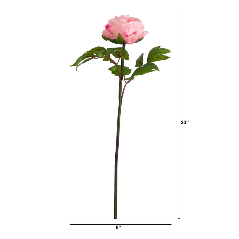 Peony Artificial Floral Stem Sprays - 20" - Set of 3 - Pink