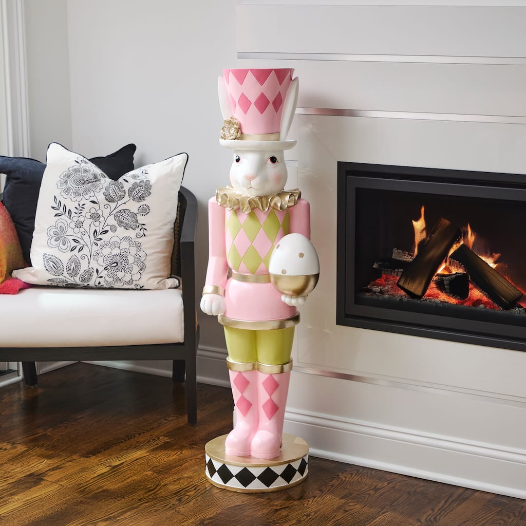 48"Resin Garden Bunny With Egg