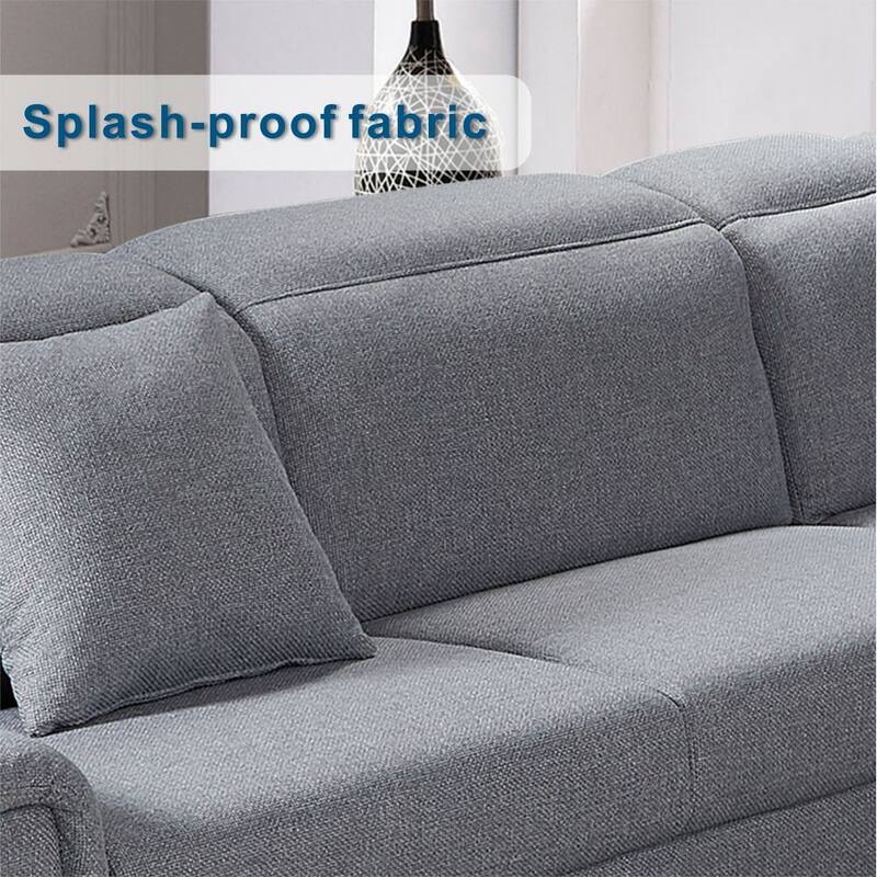 L Shaped Adjustable Backrest Sectional Sofa with Chaise and Pillows