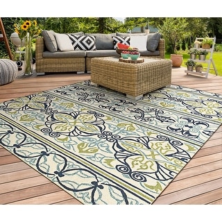 Miami Fleur Ivory- Lime Green Indoor/ Outdoor Area Rug - Bed Bath ...