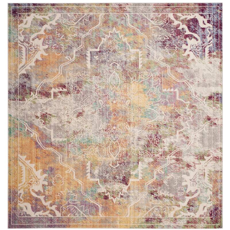 SAFAVIEH Mystique Adila Oriental Polyester Rug - 6'7" Square - Multi