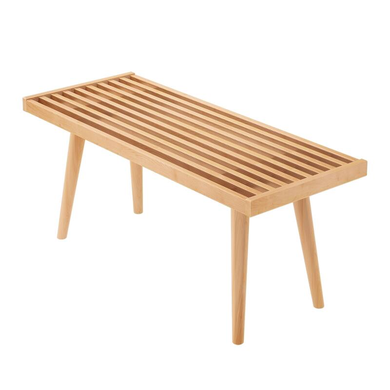 Plank and Beam Mid Century Single Wood Entryway Bench