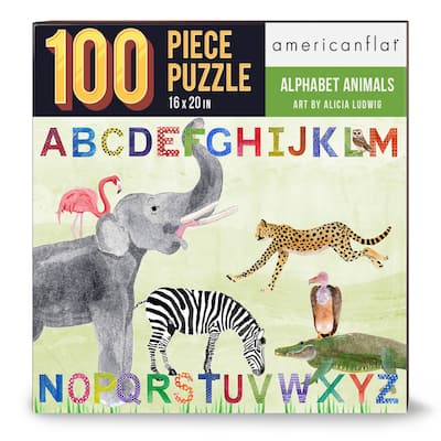 100 Piece Jigsaw Puzzle, 16x20 Inches, Alphabet Animals Collec, Artwork by Alicia Ludwig