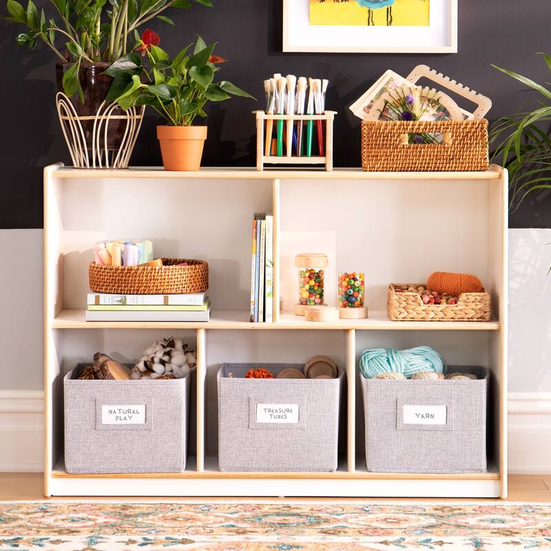 Guidecraft EdQ Essentials Two Shelf 5 Compartment Storage 30''