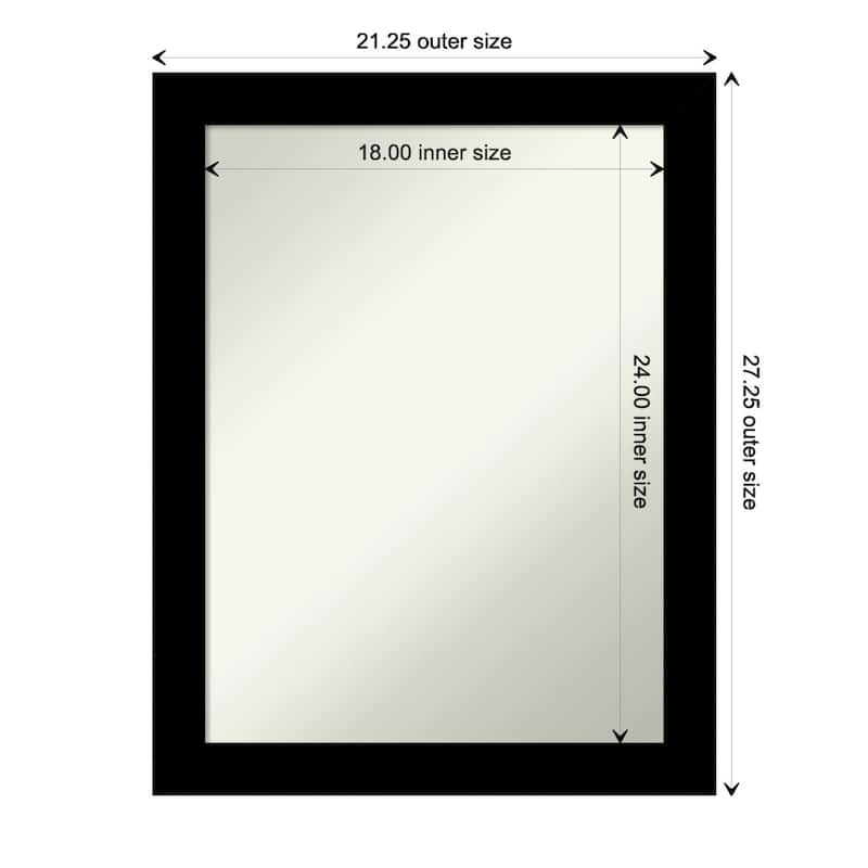 Brushed Non-Beveled Framed Bathroom Vanity Wall Mirror - Brushed Black - Glass Size 18x24