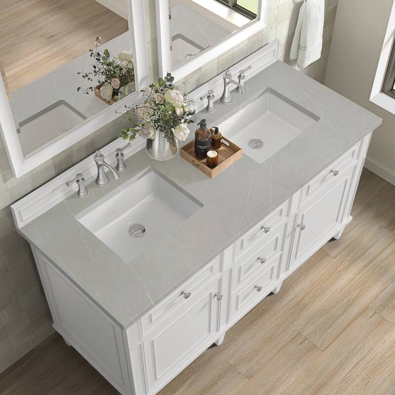 James Martin Vanities Lorelai 60" Double Vanity, Bright White