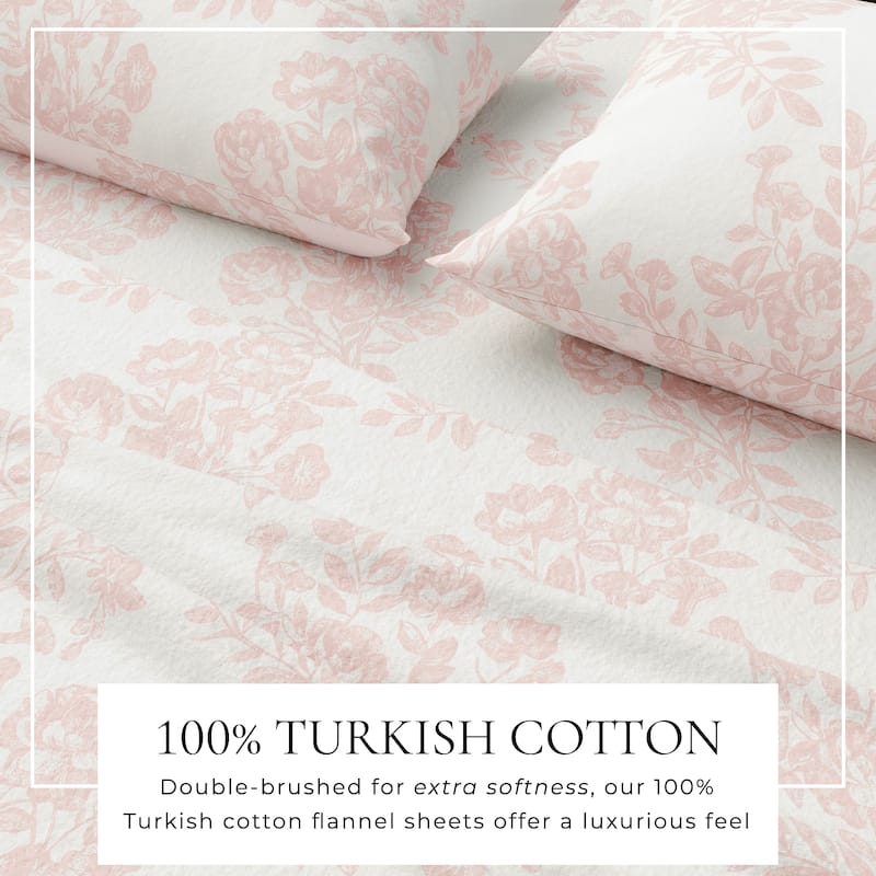 Linery & Co. Turkish Cotton Double-Brushed Printed Flannel Bed Sheet Set