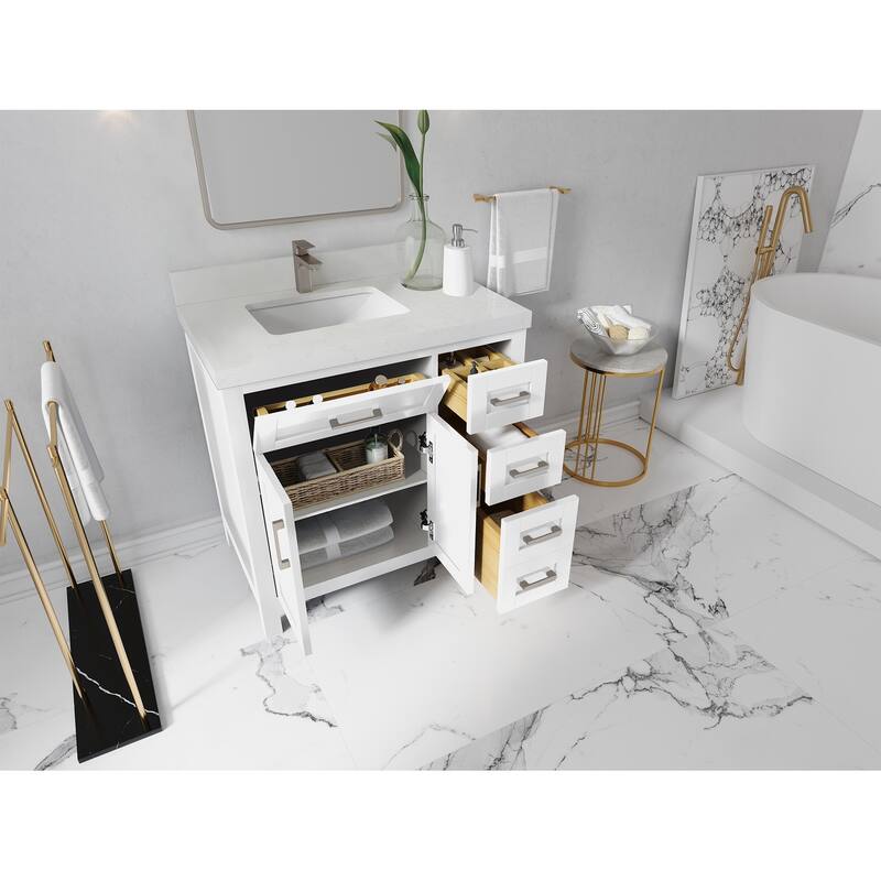 Willow Collections 36 in. W x 22 in. D Cambridge Left Offset Sink Bathroom Vanity with Countertop