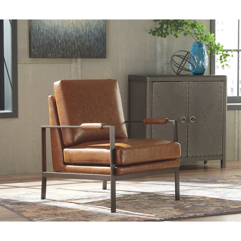 Peacemaker Contemporary Brown Faux Leather Accent Chair