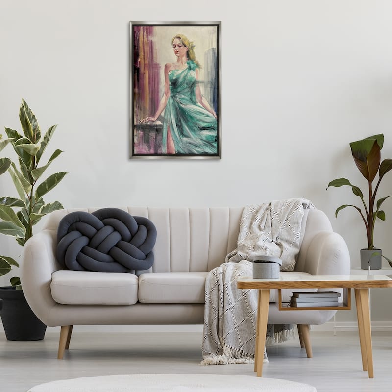 Stupell Elegant Blonde in Dress Framed Floater Canvas Wall Art Design By Lucille Lee