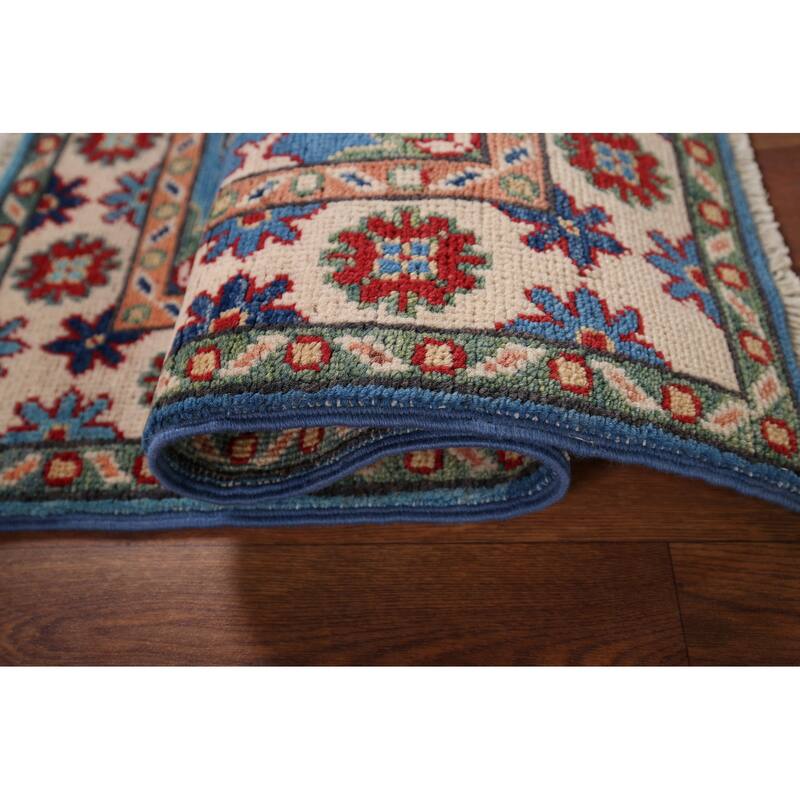 Blue Kazak Accent Rug Handmade Oriental Traditional Wool Carpet - 2'0" x 3'0"