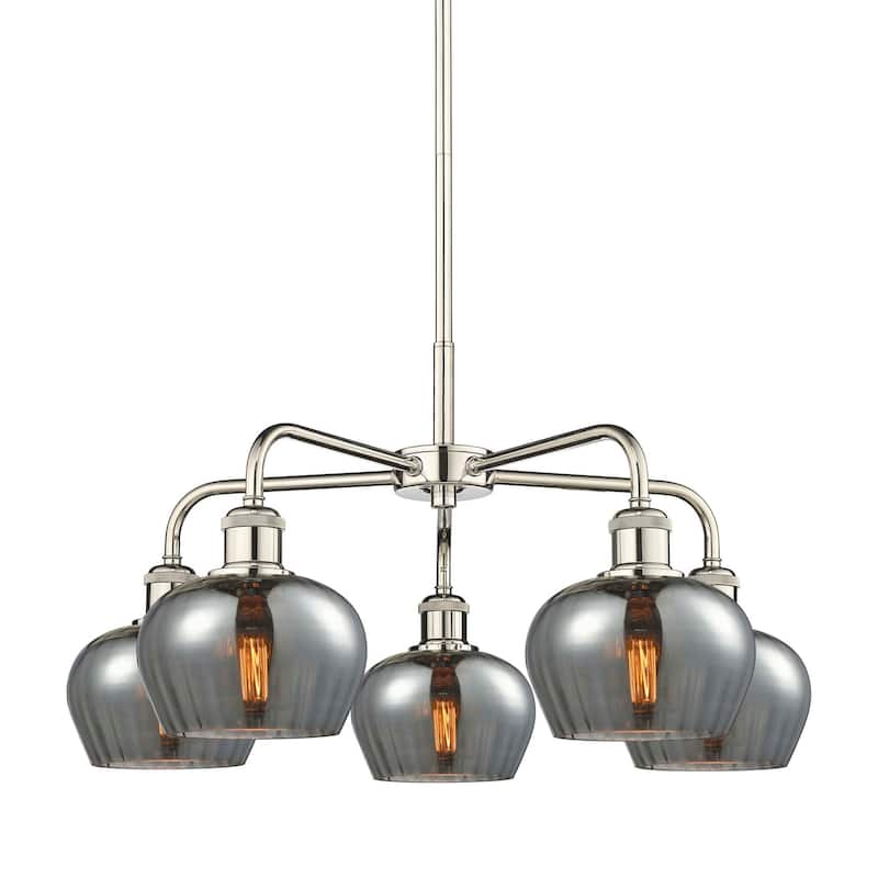 Innovations Lighting 516-5CR-14-25 Fenton Chandelier Fenton 5 Light - Polished Nickel / Plated Smoke